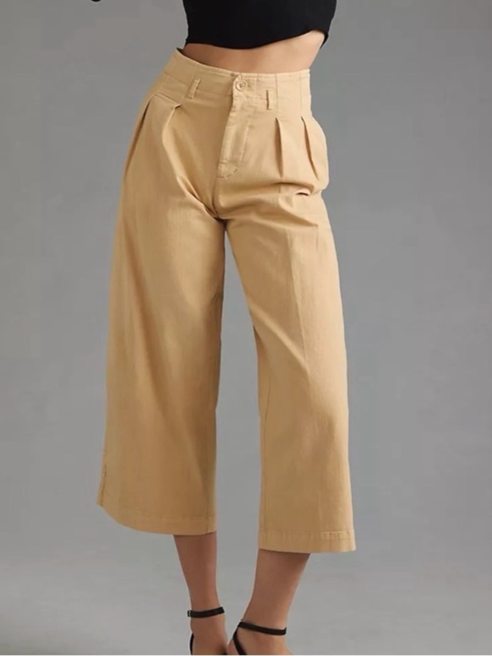 Maeve Anthropologie Remi Wide Leg Crop Chino Pants Khaki Size 2
